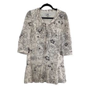 Tibi 100%Silk White and Black Long Sleeve Dress